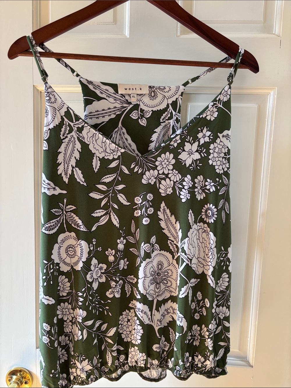 West. k Olive Green Floral Slip Skirt